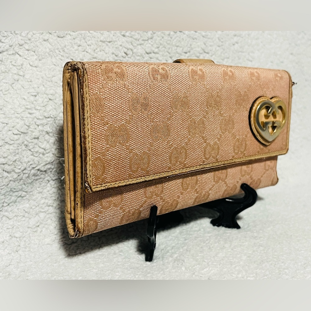 Gucci Lovely Heart GG Monogram Long Bifold Wallet - Picture 2 of 11